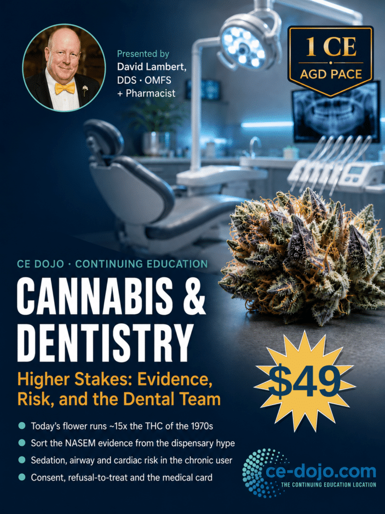 Cannabis & Dentistry - NC DDS & RDH - Mental Health & Substance Abuse 1 HR CE